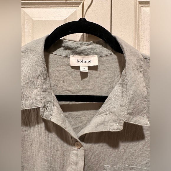 Bohme Sammi Breezy Textured Gauzy Button Up Shirt Beachy Lagenlook , Small - Picture 7 of 7